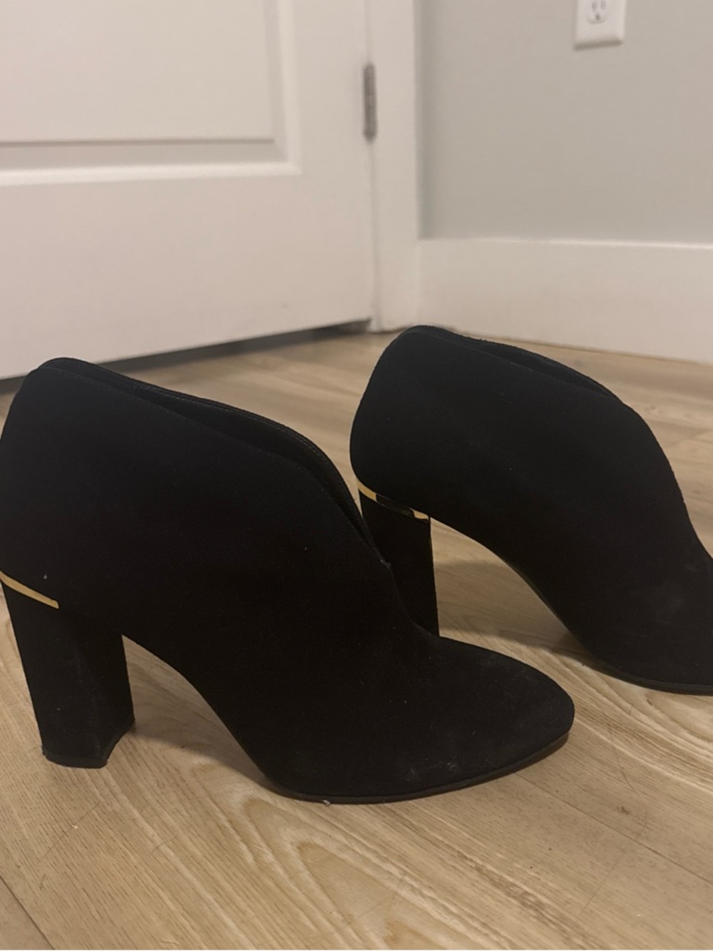 Black Suede Women's Ankle Booties - Classic Heel